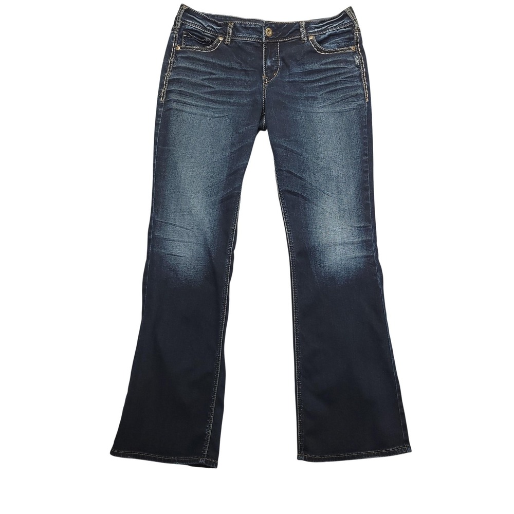 Silver Jeans Suki Mid Bootcut Jeans Womens W33/L33 Blue Dark Wash Stretch Denim